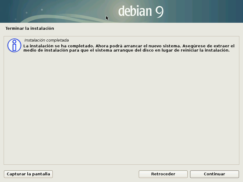 Debian finalizar instalación